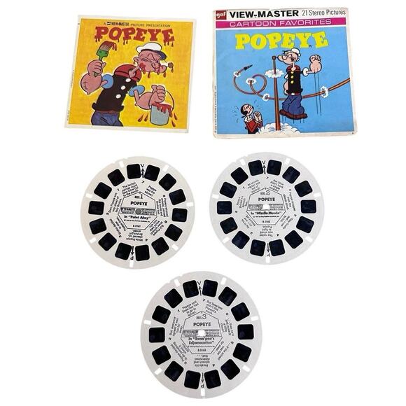 Vintage GAF 1962 View-Master Popeye 3 Reel Set B 516 with Sleeve and Booklet - Picture 1 of 13
